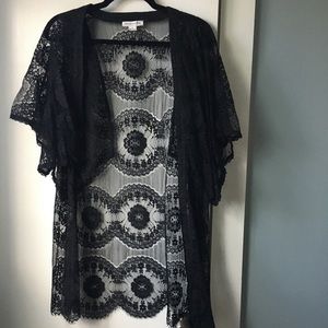 Boudoir style black lace dressing robe/shrug